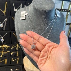 Moissanite Sterling Silver Pendant Necklace - Silver